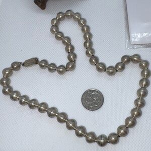 Brushed Silver Bead on Chain Necklace Men or Women